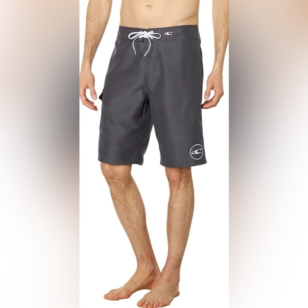 O’Neill Santa Cruz Solid 2.0 Boardshorts in Anthracite/White - Size 33 - NWT